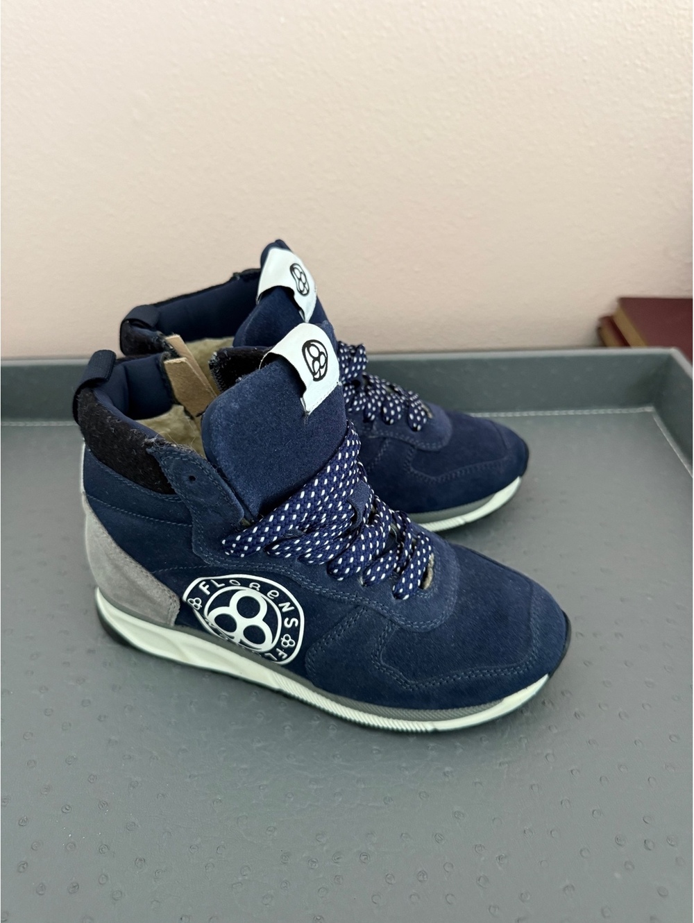 Florens Italy Winter High Top Sneakers Boots Size 30 Navy